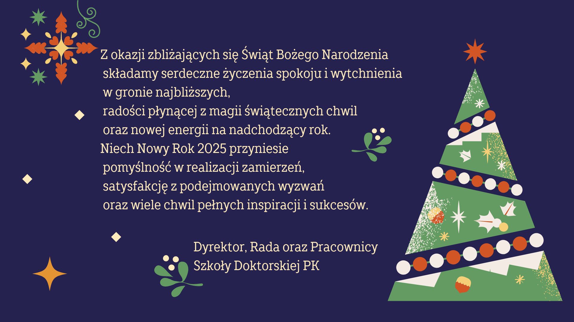 Świąteczne życzenia od Szkoły Doktorskiej PK
